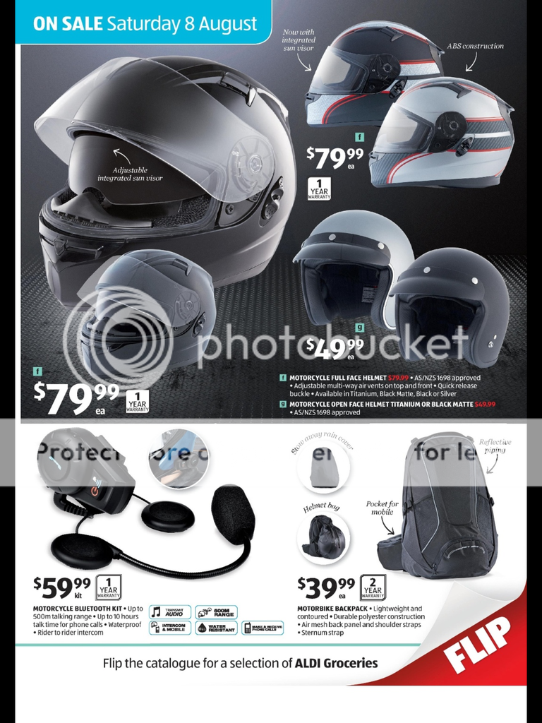 Bargain motorcycle accessories this Saturday for SYDNEY ALDI shoppers